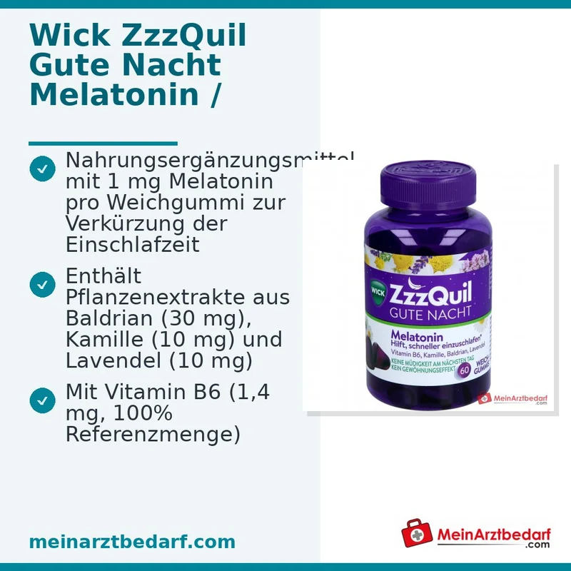 WICK ZzzQuil Gute Nacht Melatonin 1 mg Weichgummis 30 Stück