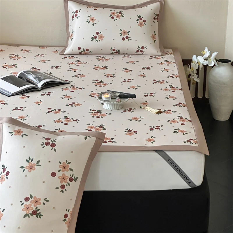 Bettlaken-Set mit floraler Allover-Print und dekorativer Saumblende