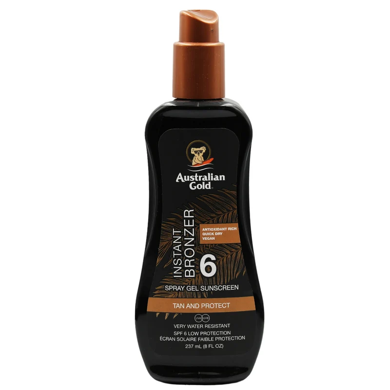 Australian Gold SPF6 Zonnebrand Spray Gel + Bronzer 237 ml