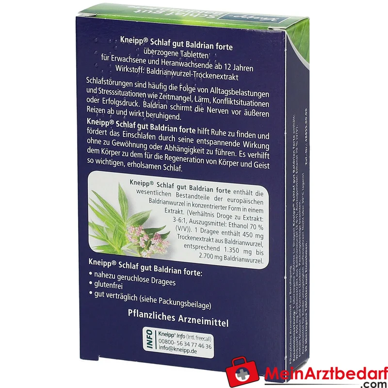 Kneipp Schlaf gut Baldrian forte 450 mg Baldrianwurzel‑Trockenextrakt überzogene Tabletten