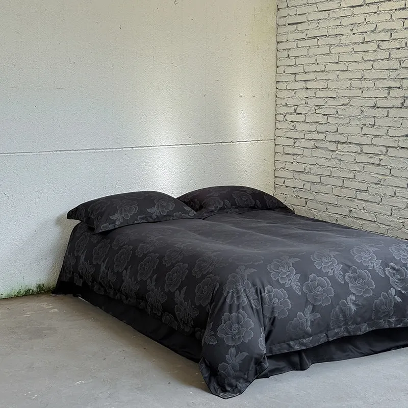 Satin-Bettbezug-Set mit dezentem Ton-in-Ton Blumenjacquard