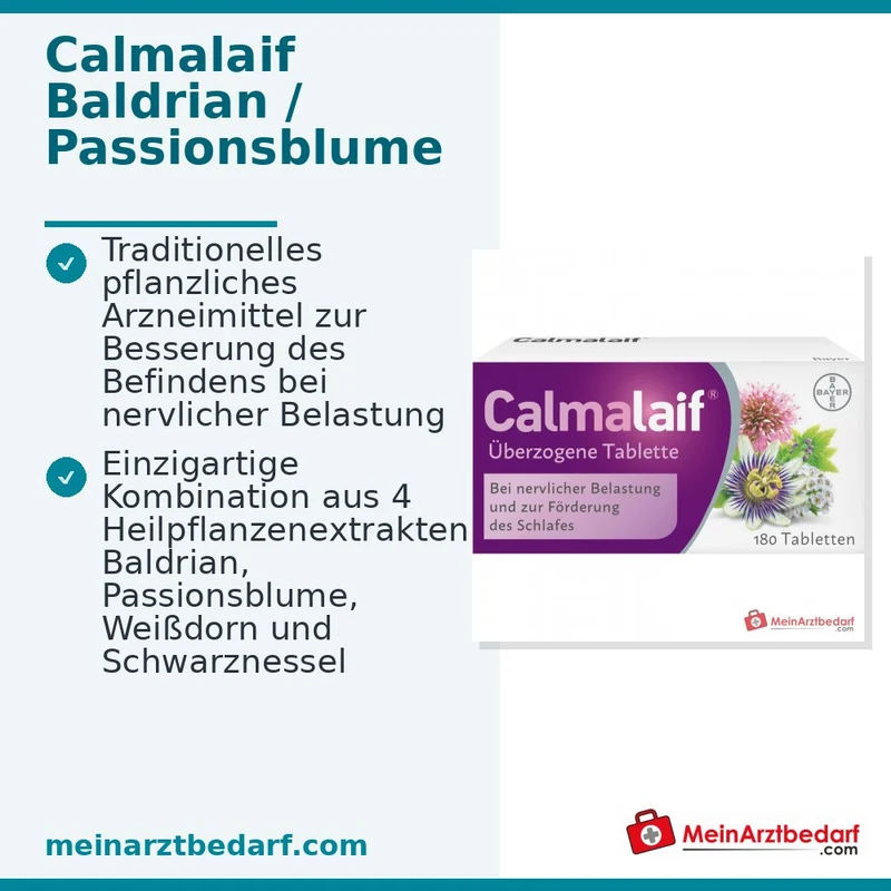 Calmalaif pflanzliches Arzneimittel (Baldrian, Passionsblume, Schwarznessel, Weißdorn) überzogene Tabletten