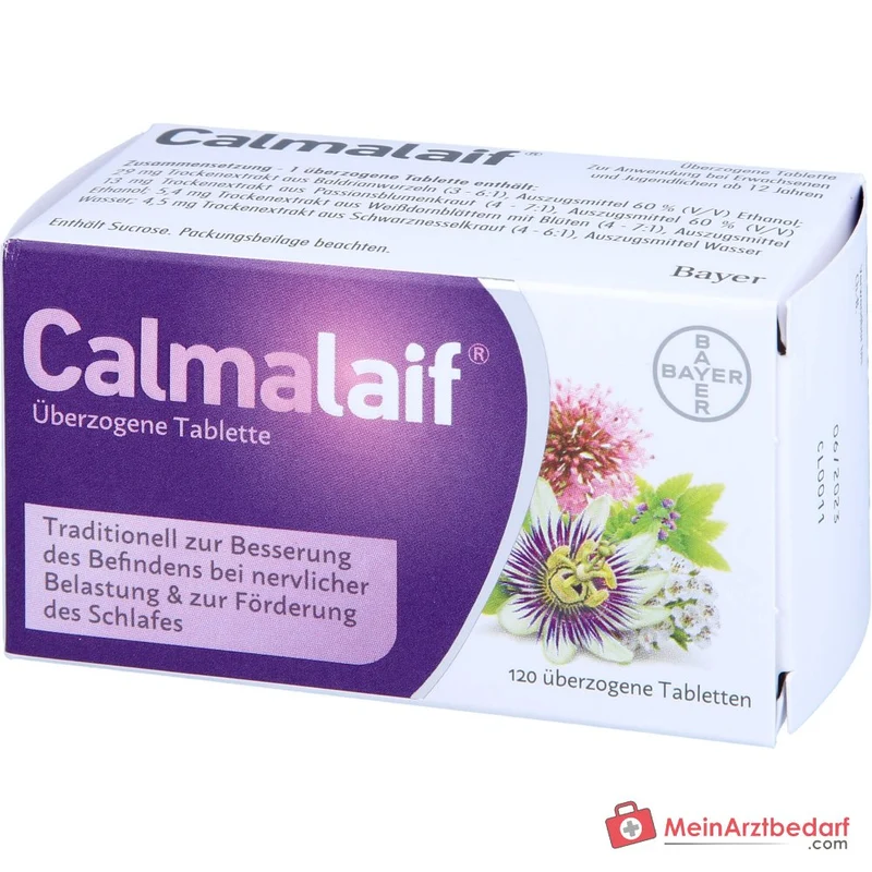 Calmalaif Baldrian Passionsblume Schwarznessel Weißdorn überzogene Tabletten 120 Stück