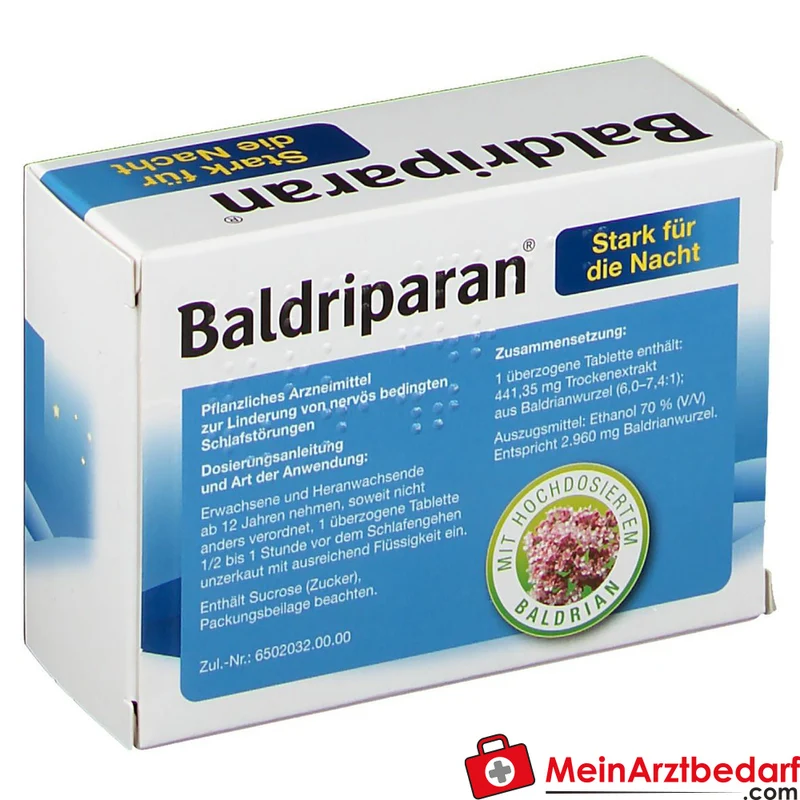 Baldriparan Stark für die Nacht Baldrianwurzel-Trockenextrakt 441,35 mg Dragees