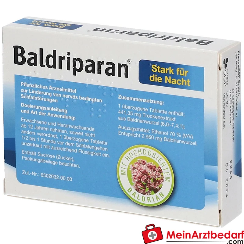 Baldriparan Stark für die Nacht Baldrianwurzel-Trockenextrakt 441,35 mg Dragees