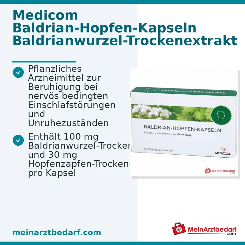 Baldrian‑Hopfen Kapseln (Baldrian & Hopfen) pflanzliches Arzneimittel, 60 St.