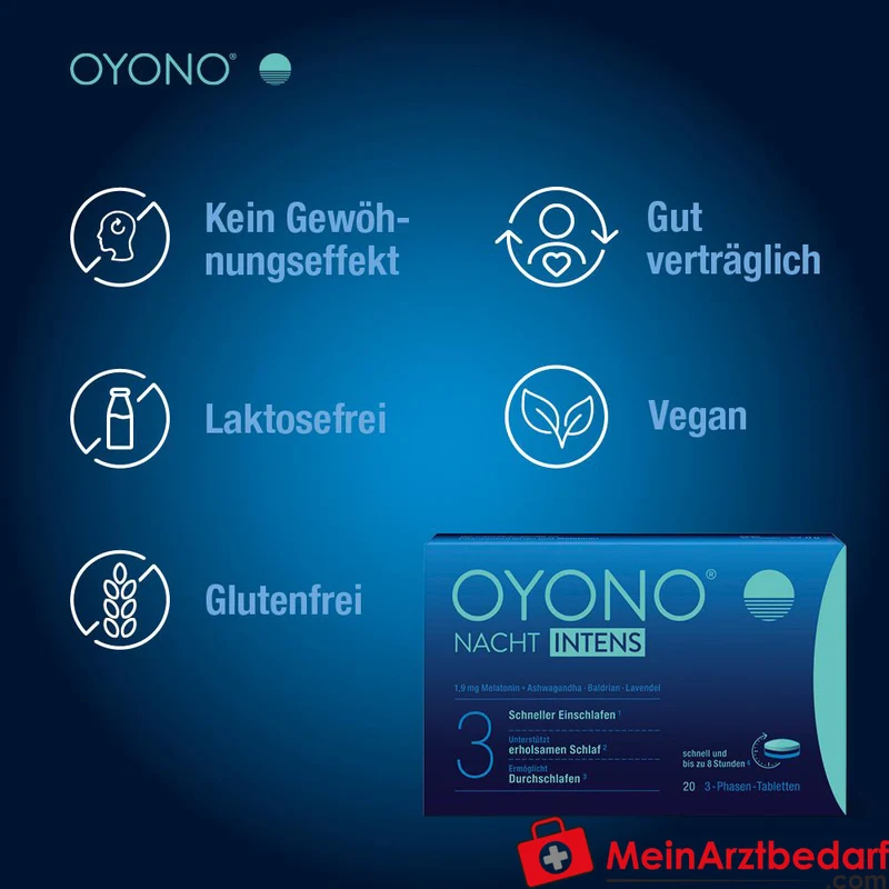 Oyono Nacht Intens Melatonin / Baldrian / Lavendel / Ashwagandha Tabletten, 60 St.