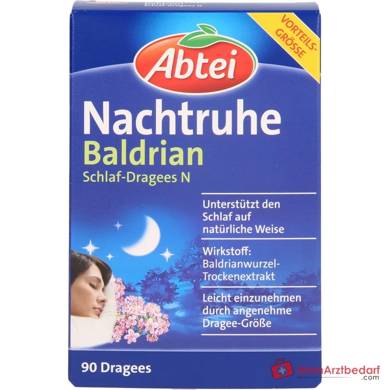 Abtei Nachtruhe Baldrian Baldrianwurzel-Trockenextrakt Schlaf-Dragees N, 90 St.