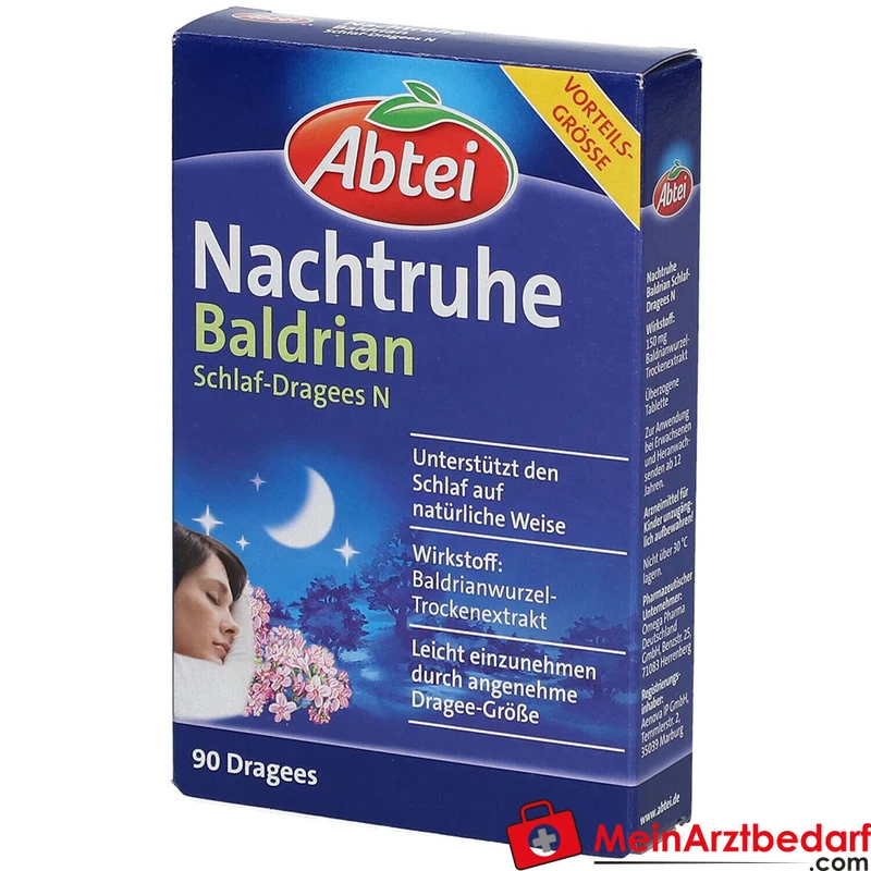 Abtei Nachtruhe Baldrian Baldrianwurzel-Trockenextrakt Schlaf-Dragees N, 90 St.