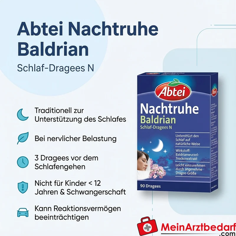Abtei Nachtruhe Baldrian Baldrianwurzel-Trockenextrakt Schlaf-Dragees N, 90 St.