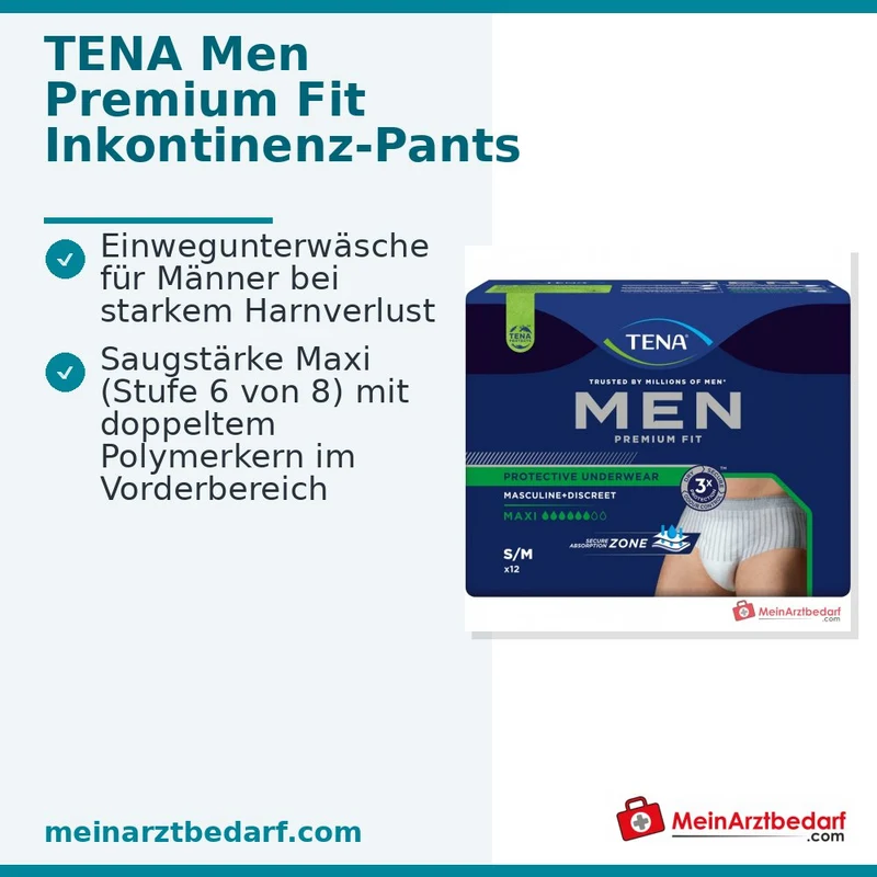 TENA Men Premium Fit Inkontinenz-Pants Maxi S/M, 48 St. (4x12 St.)