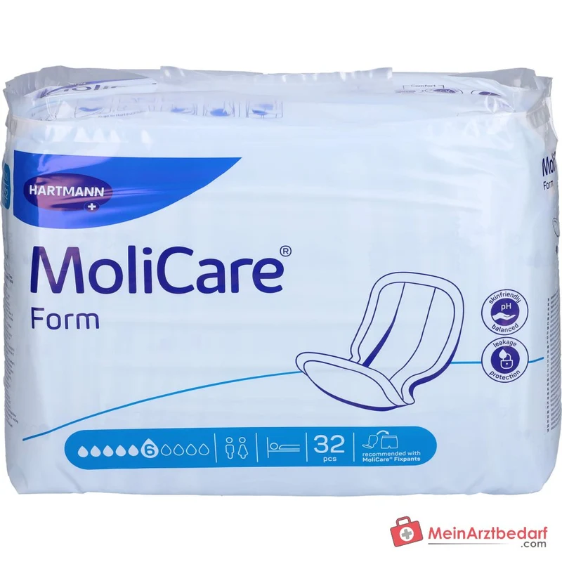 Hartmann MoliCare Form 6 Tropfen Inkontinenzvorlagen mit Folienrückseite, 128 Stück (4 x 32 Stück)