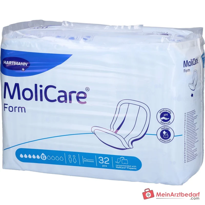 Hartmann MoliCare Form 6 Tropfen Inkontinenzvorlagen mit Folienrückseite, 128 Stück (4 x 32 Stück)