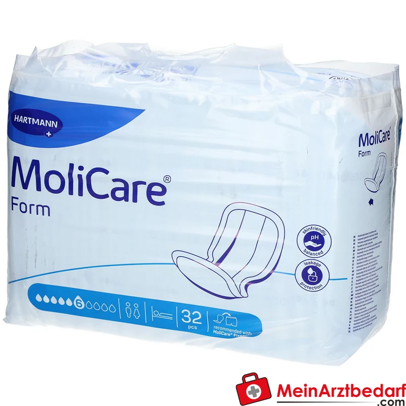 Hartmann MoliCare Form 6 Tropfen Inkontinenzvorlagen mit Folienrückseite, 128 Stück (4 x 32 Stück)