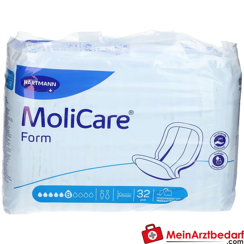 Hartmann MoliCare Form 6 Tropfen Inkontinenzvorlagen mit Folienrückseite, 128 Stück (4 x 32 Stück)