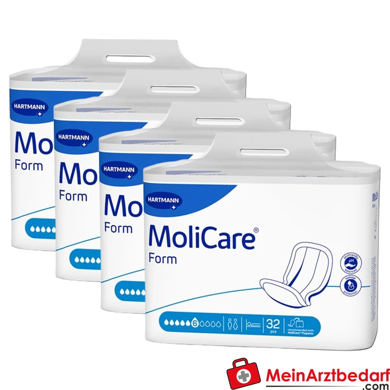 Hartmann MoliCare Form 6 Tropfen Inkontinenzvorlagen mit Folienrückseite, 128 Stück (4 x 32 Stück)