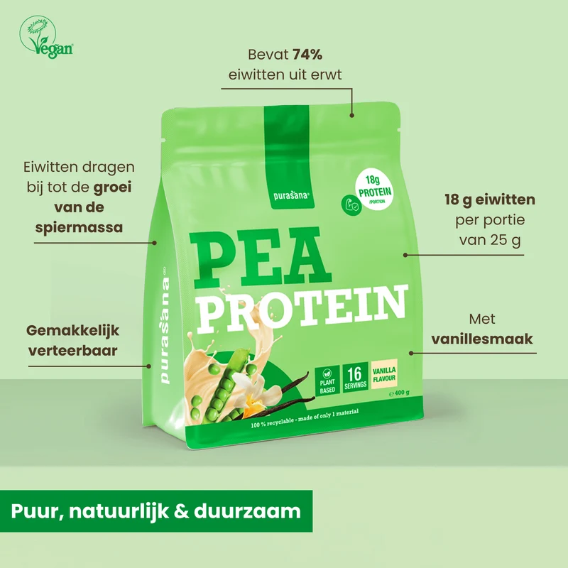 Purasana Plant protein erwt vaniille 400 gram