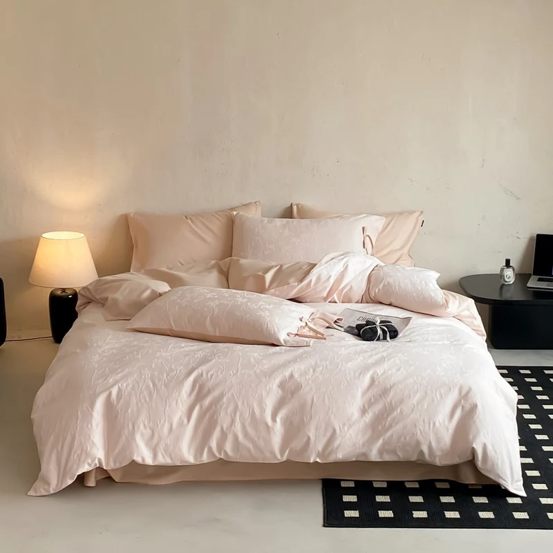 Elegantes Baumwollsatin-Bettwäscheset mit Wendefunktion und Bindebändern