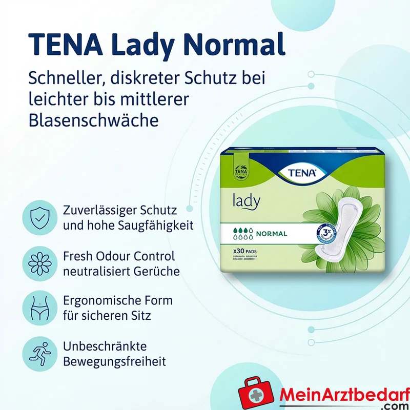 TENA Lady Normal Einlagen für Frauen leichte bis mittlere Blasenschwäche 30 Stück