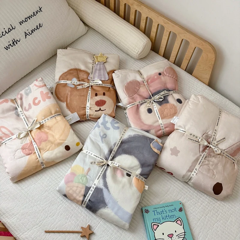 Kinderbettwäsche-Set mit Meerjung‑Motiv aus weichem Mikrofaserplüsch und gesteppter Decke