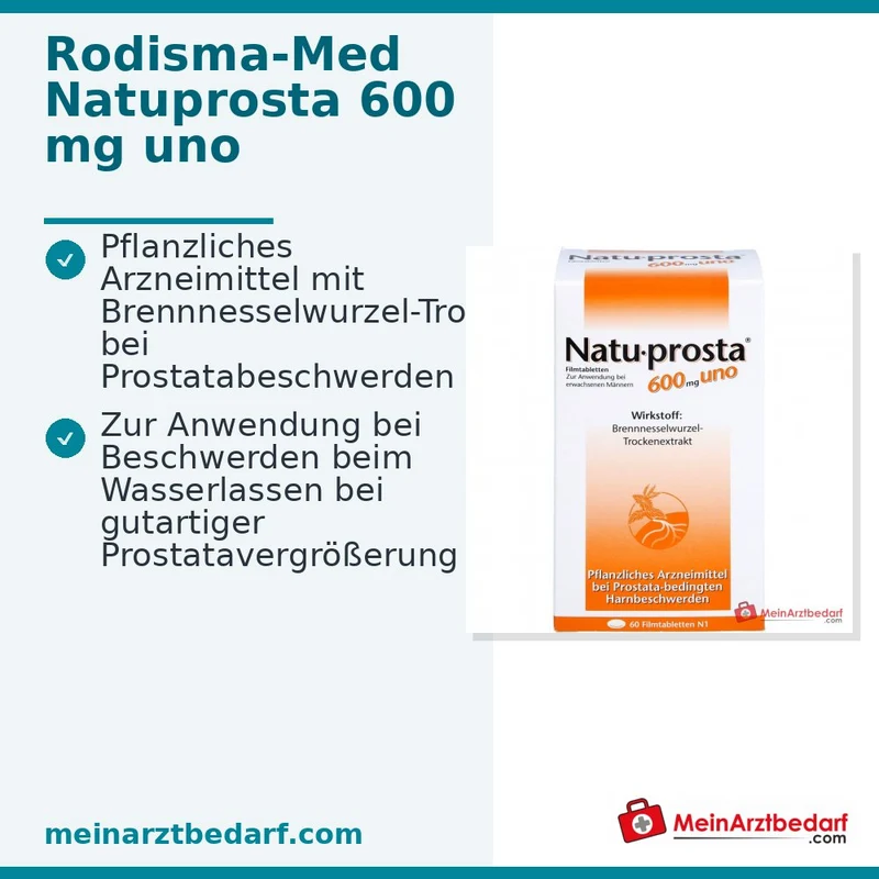 Rodisma-Med Natuprosta 600 mg uno Brennnesselwurzel-Trockenextrakt Filmtabletten, 100 St.