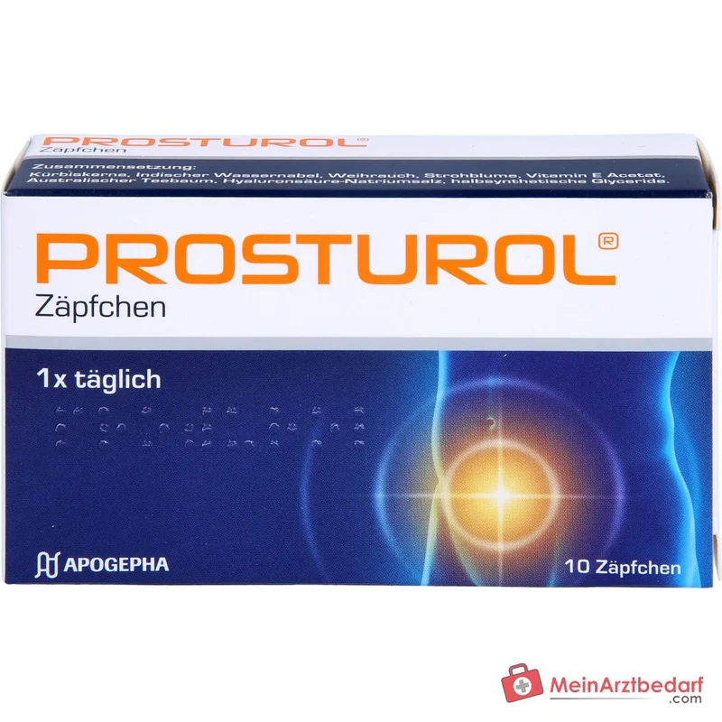 Prosturol Kürbiskerne / Indischer Wassernabel / Weihrauch / Strohblume / Vitamin E / Australischer Teebaum / Hyaluronsäure Zäpfchen, 10 St.