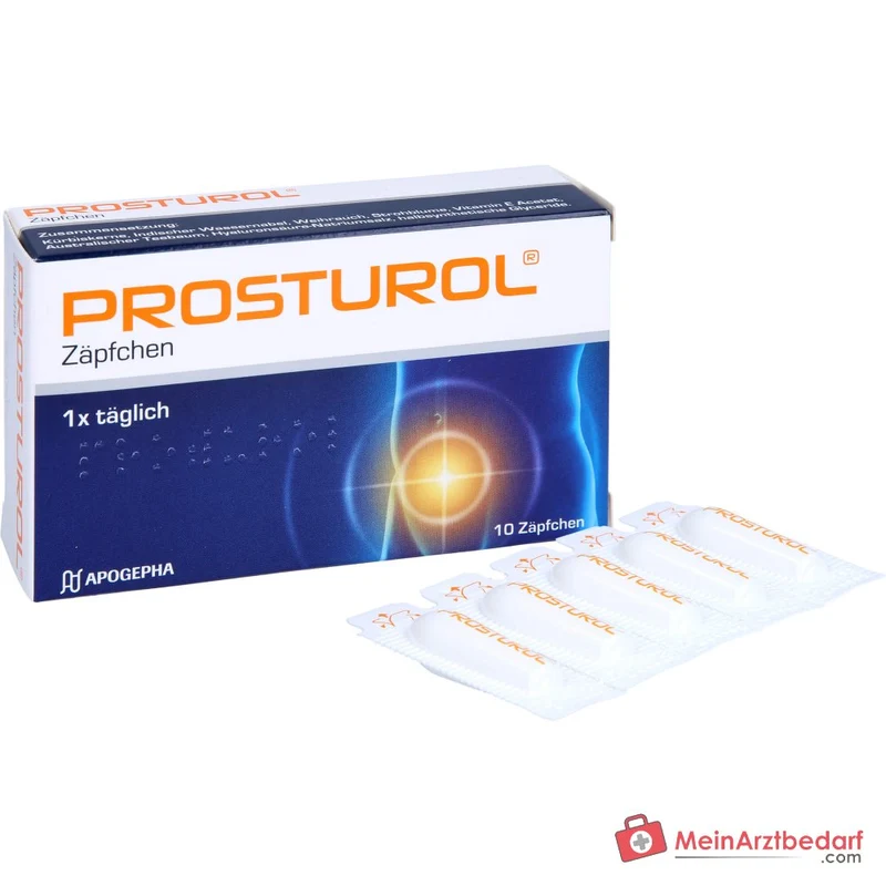 Prosturol Kürbiskerne / Indischer Wassernabel / Weihrauch / Strohblume / Vitamin E / Australischer Teebaum / Hyaluronsäure Zäpfchen, 10 St.