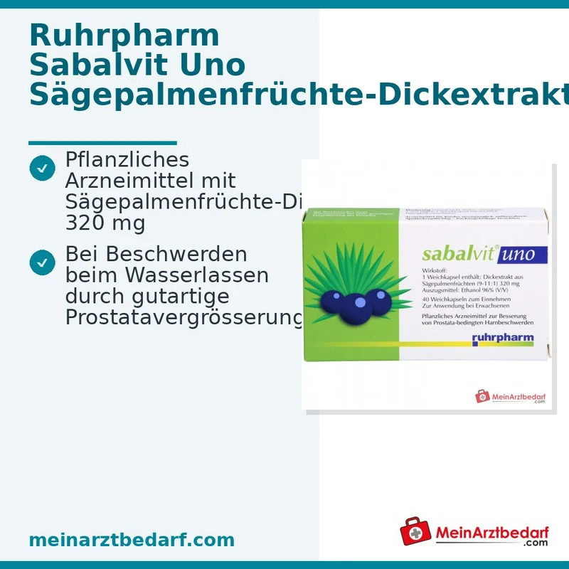 Ruhrpharm Sabalvit Uno Sägepalmenfrüchte-Dickextrakt Weichkapseln, 40 St.