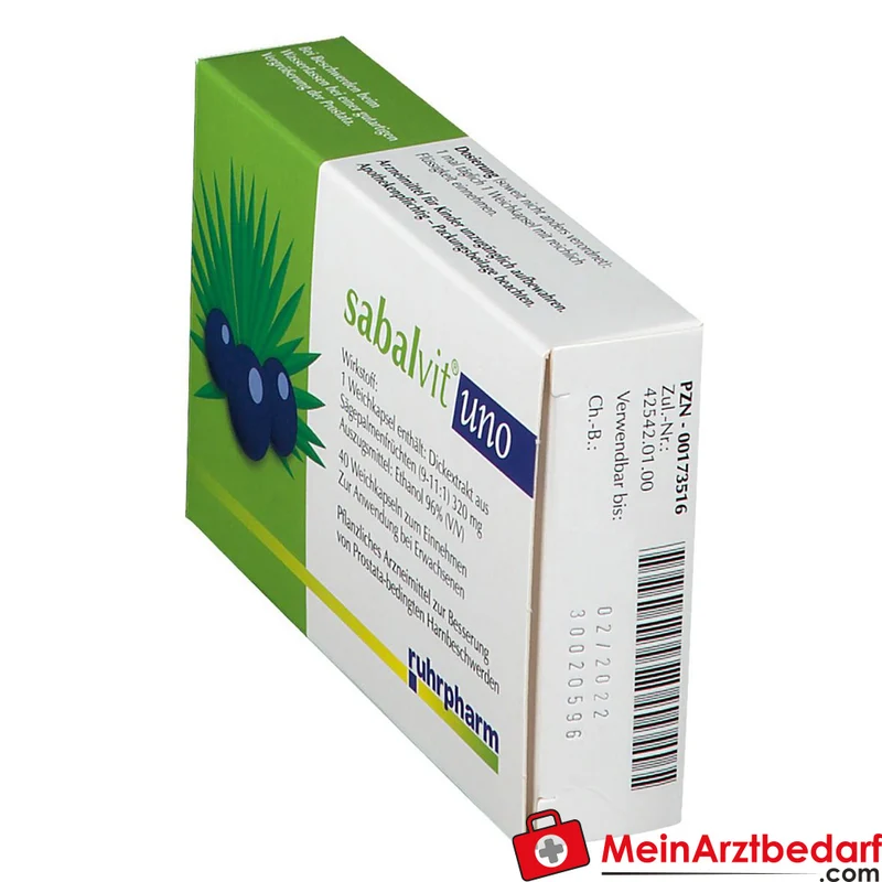 Ruhrpharm Sabalvit Uno Sägepalmenfrüchte-Dickextrakt Weichkapseln, 40 St.