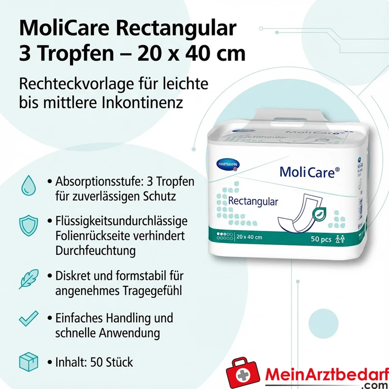 MoliCare Rectangular 3 Tropfen Rechteckvorlage 20 x 40 cm