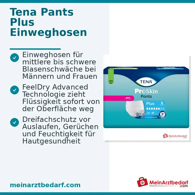 Tena Pants Plus Einweghosen bei mittlerer bis schwerer Inkontinenz, Größe S, 14 St.