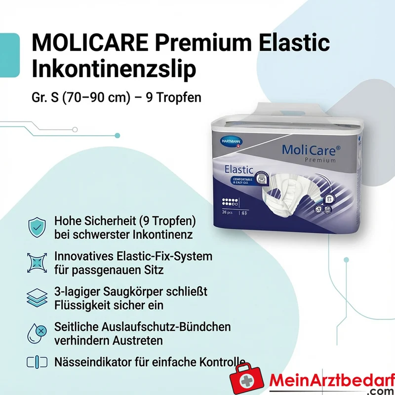 MOLICARE Premium Elastic 9 Tropfen Inkontinenzslip Gr. S (70-90 cm)