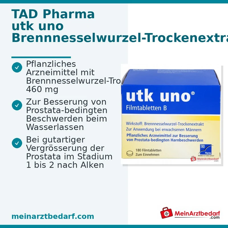 TAD Pharma utk uno Brennnesselwurzel-Trockenextrakt Filmtabletten, 120 St.