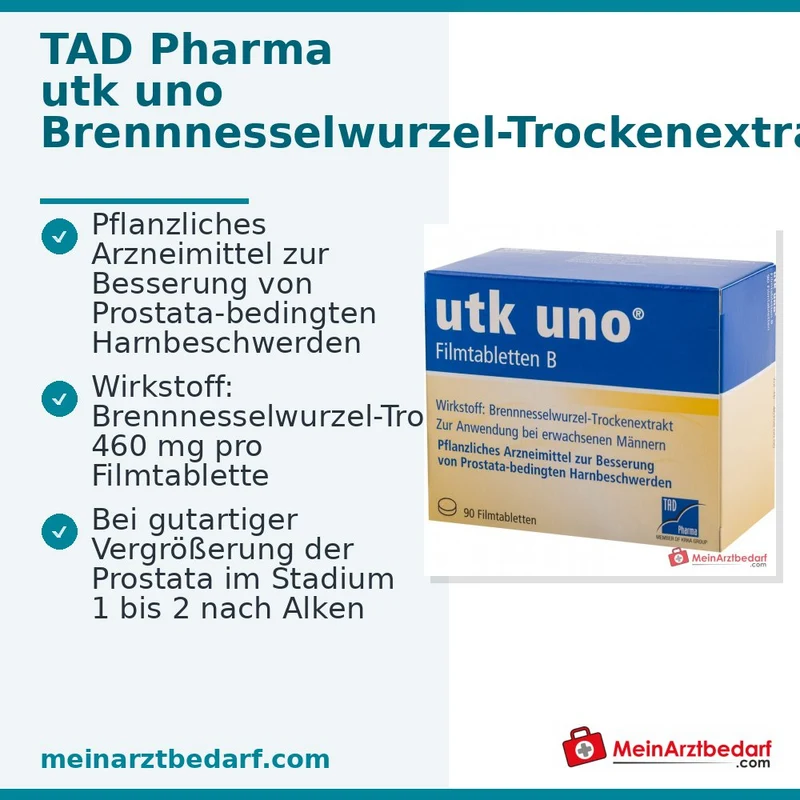 TAD Pharma utk uno Brennnesselwurzel-Trockenextrakt Filmtabletten, 120 St.