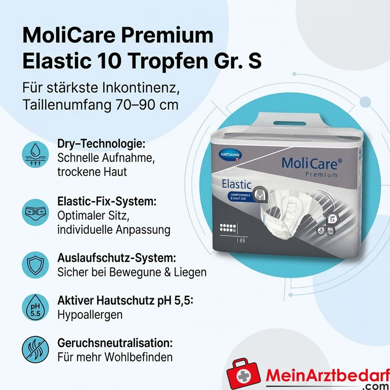 MoliCare Premium Elastic 10 Tropfen Inkontinenzpants Gr. S (70-90 cm)