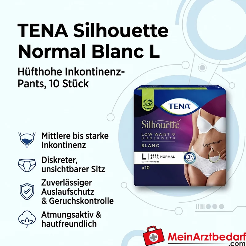 TENA Silhouette Normal Blanc L Inkontinenz-Pants Einweghose 10 Stück