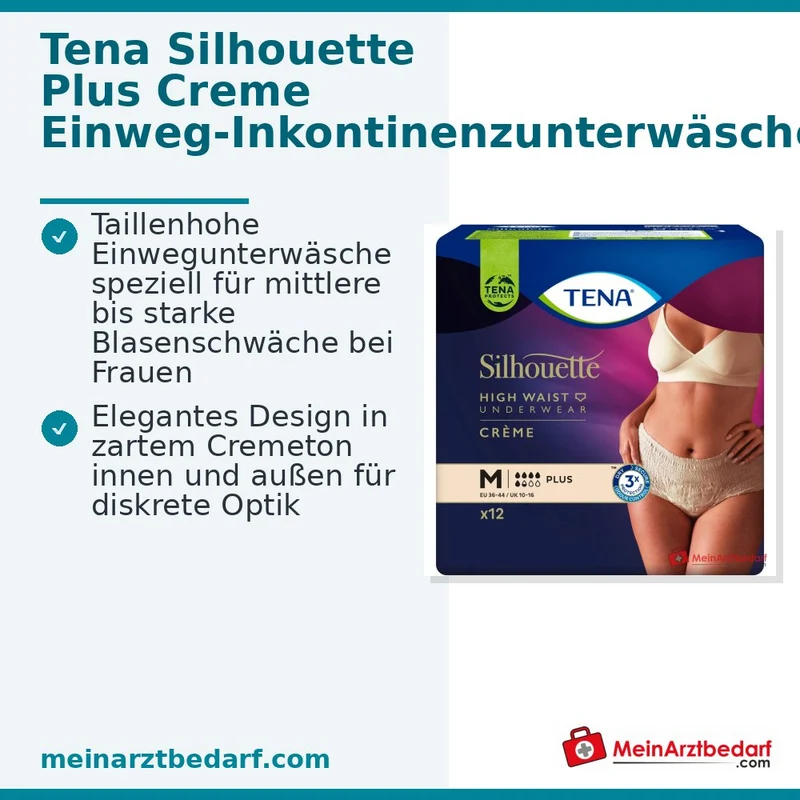 TENA Silhouette Plus Creme M Inkontinenz-Pants Einweghose taillenhoch für Frauen