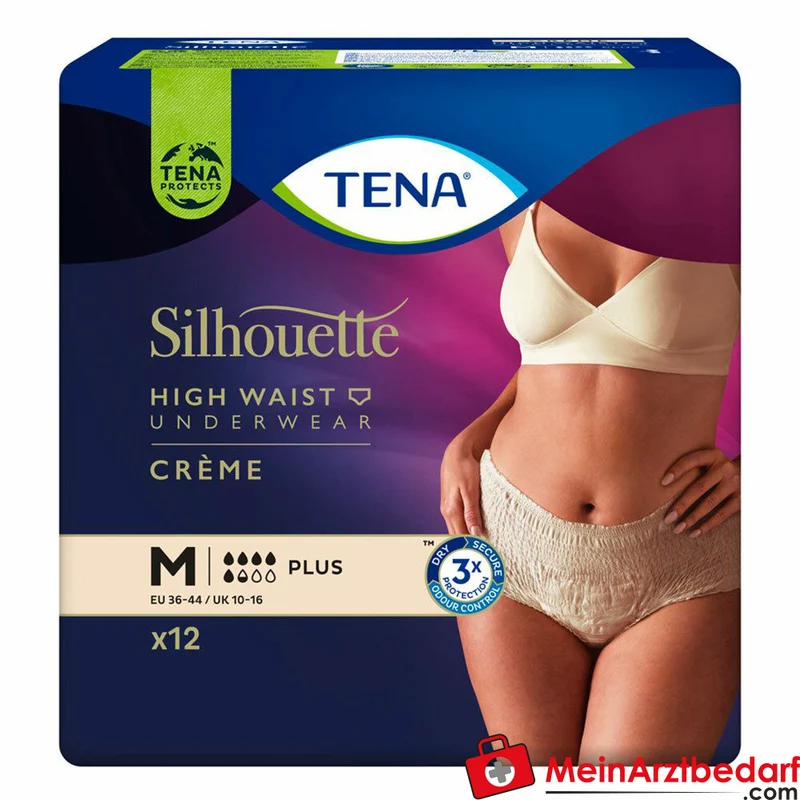 TENA Silhouette Plus Creme M Inkontinenz-Pants Einweghose taillenhoch für Frauen
