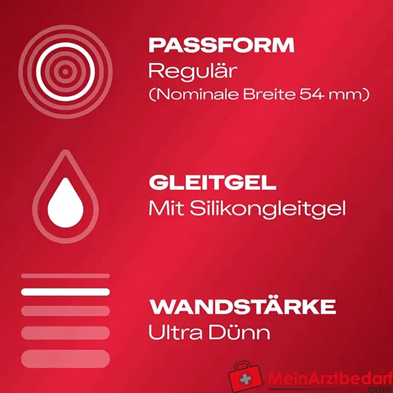 Durex Gefühlsecht Ultra Kondome 54 mm, extra dünn, mit Silikongleitgel