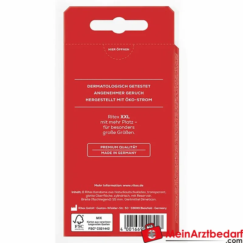 Ritex XXL Kondome 55 mm Breite 200 mm Länge Naturkautschuklatex 8 Stück