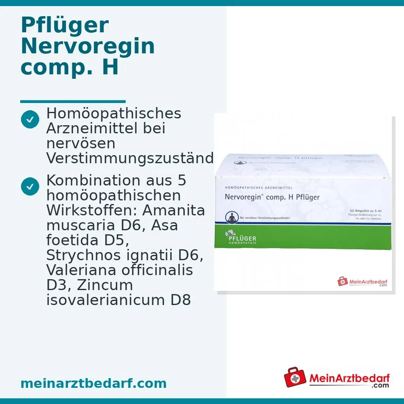 Pflüger Nervoregin comp. H Amanita muscaria / Asa foetida / Strychnos ignatii / Valeriana officinalis / Zincum isovalerianicum Ampullen, 10 St.