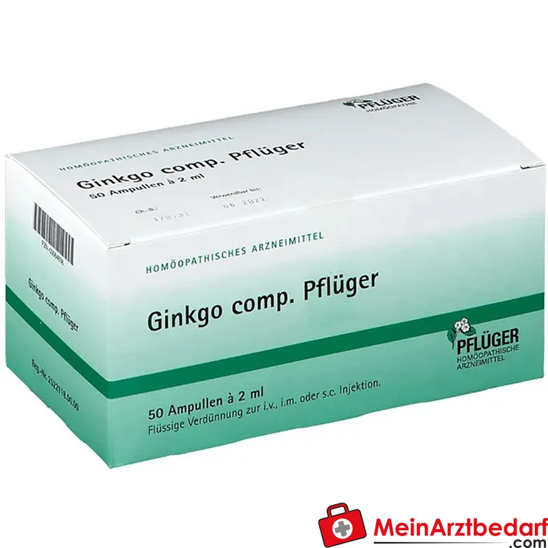 Pflüger Ginkgo comp. Ambra grisea / Anamirta cocculus / Conium maculatum / Ginkgo biloba / Panax Ginseng / Petroleum rectificatum Ampullen, 50 St.