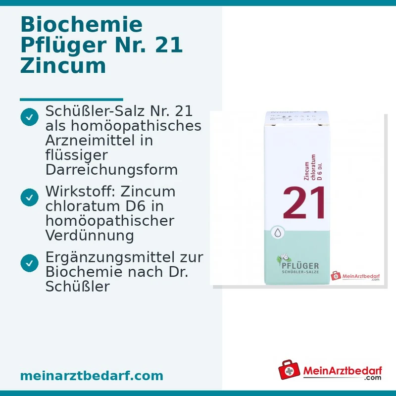 Biochemie Pflüger Nr. 21 Zincum chloratum D6 Tropfen, 30 ml