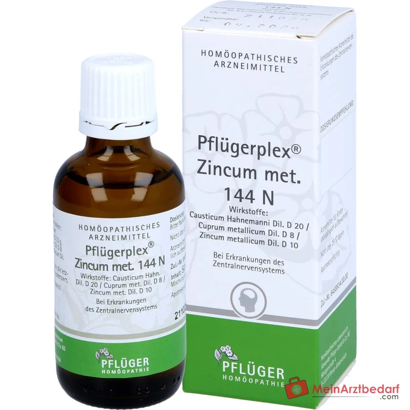 Pflügerplex Zincum met. 144 N Causticum D20, Zincum met. D10, Cuprum met. D8 Lösung 50 ml