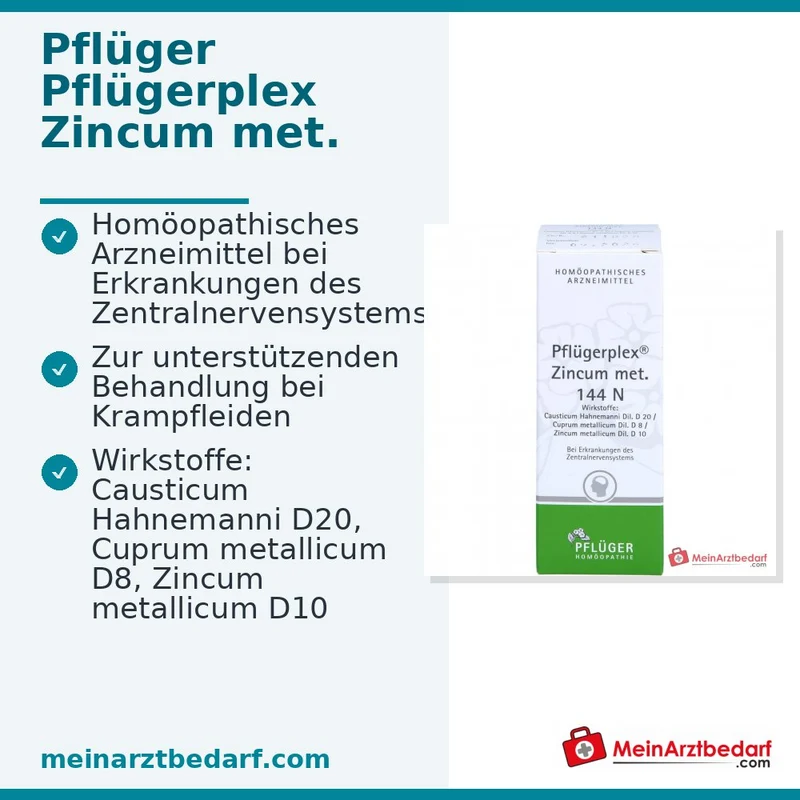Pflügerplex Zincum met. 144 N Causticum D20, Zincum met. D10, Cuprum met. D8 Lösung 50 ml