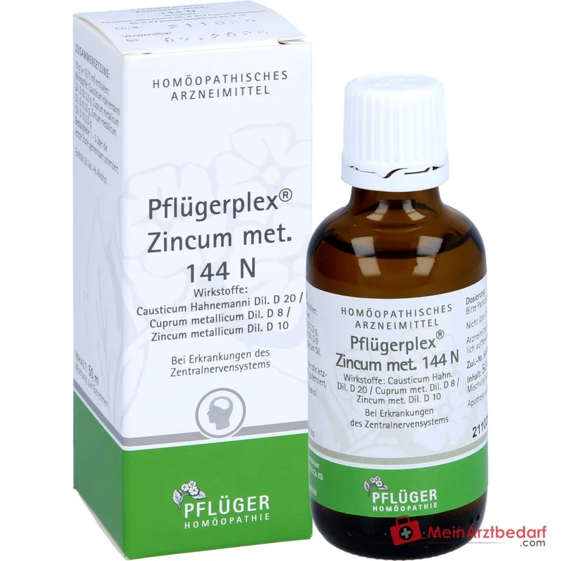 Pflügerplex Zincum met. 144 N Causticum D20, Zincum met. D10, Cuprum met. D8 Lösung 50 ml