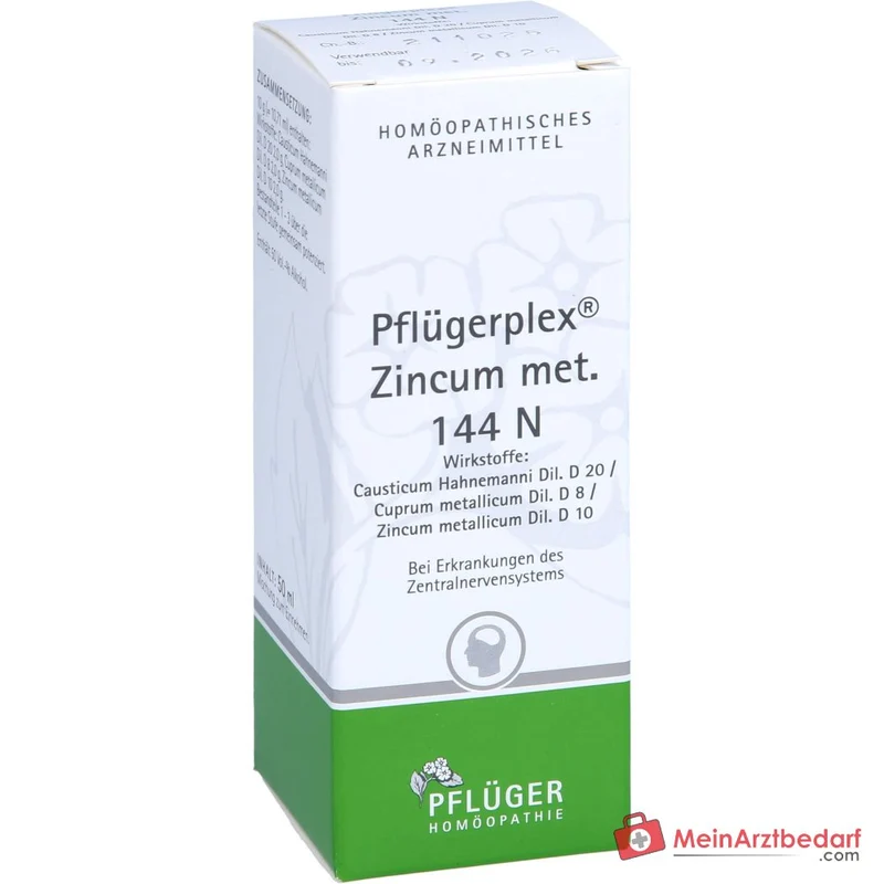 Pflügerplex Zincum met. 144 N Causticum D20, Zincum met. D10, Cuprum met. D8 Lösung 50 ml