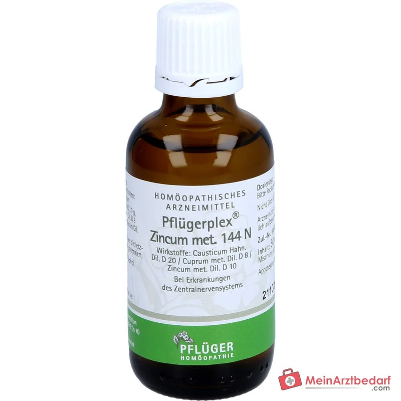 Pflügerplex Zincum met. 144 N Causticum D20, Zincum met. D10, Cuprum met. D8 Lösung 50 ml