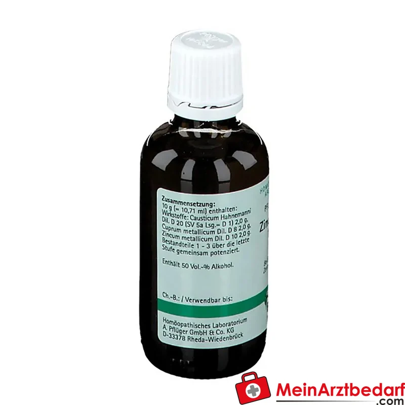 Pflügerplex Zincum met. 144 N Causticum D20, Zincum met. D10, Cuprum met. D8 Lösung 50 ml