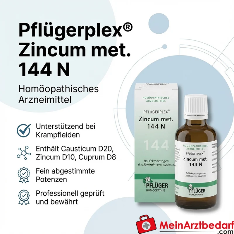 Pflügerplex Zincum met. 144 N Causticum D20, Zincum met. D10, Cuprum met. D8 Lösung 50 ml